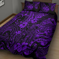 Hawaii King Kamehameha Quilt Bed Set Polynesian Pattern Purple Version - Wonder Print Shop