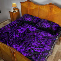 Hawaii King Kamehameha Quilt Bed Set Polynesian Pattern Purple Version - Wonder Print Shop