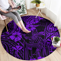 hawaii-king-kamehameha-round-carpet-polynesian-pattern-purple-version