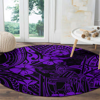 hawaii-king-kamehameha-round-carpet-polynesian-pattern-purple-version
