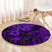 hawaii-king-kamehameha-round-carpet-polynesian-pattern-purple-version