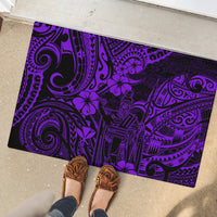 Hawaii King Kamehameha Rubber Doormat Polynesian Pattern Purple Version - Wonder Print Shop