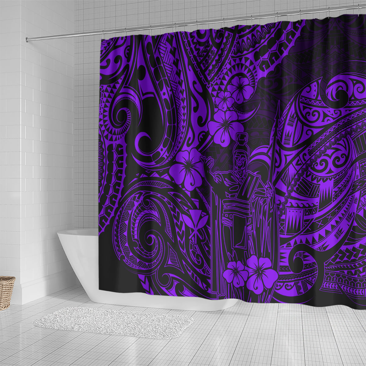 hawaii-king-kamehameha-shower-curtain-polynesian-pattern-purple-version