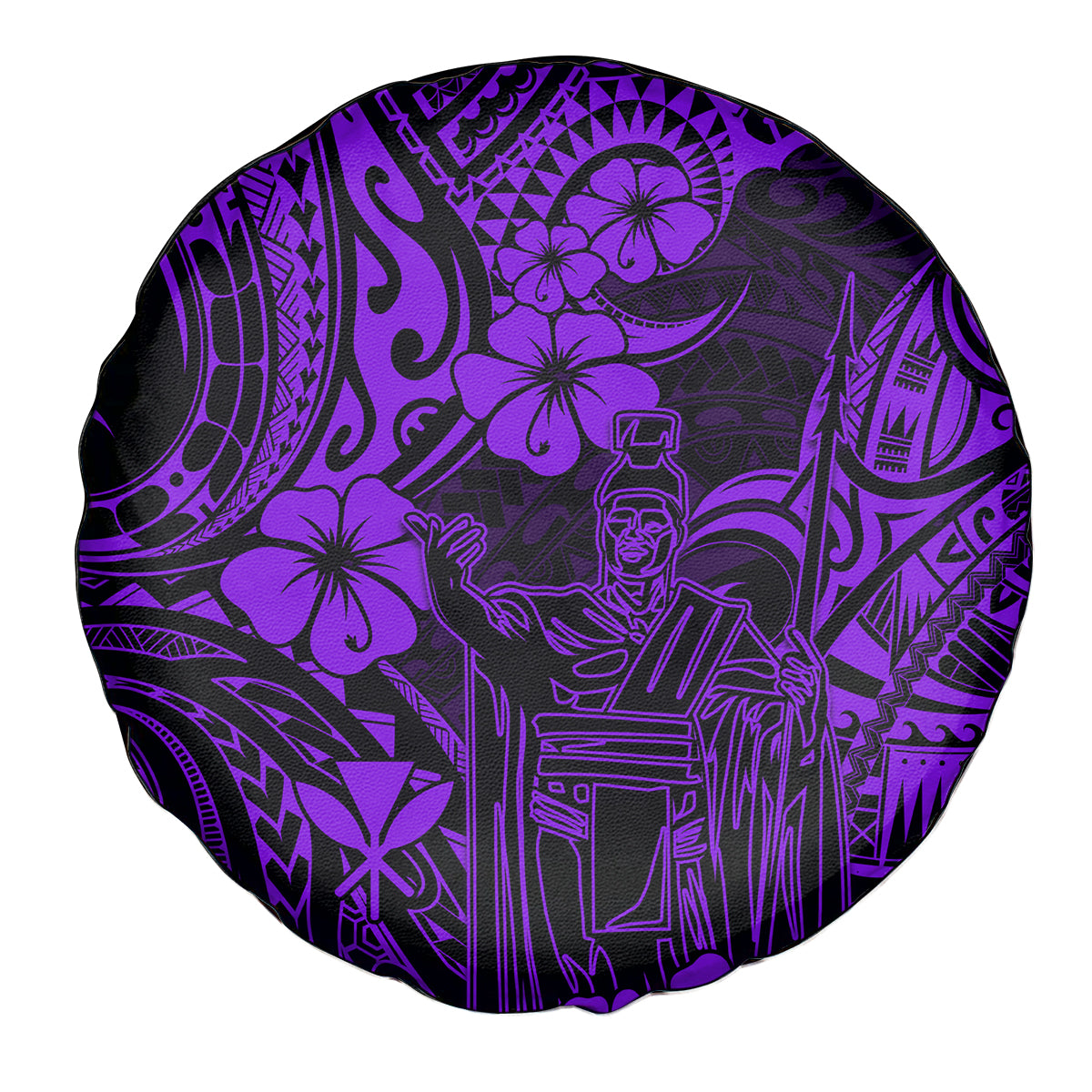 Hawaii King Kamehameha Spare Tire Cover Polynesian Pattern Purple Version - Wonder Print Shop