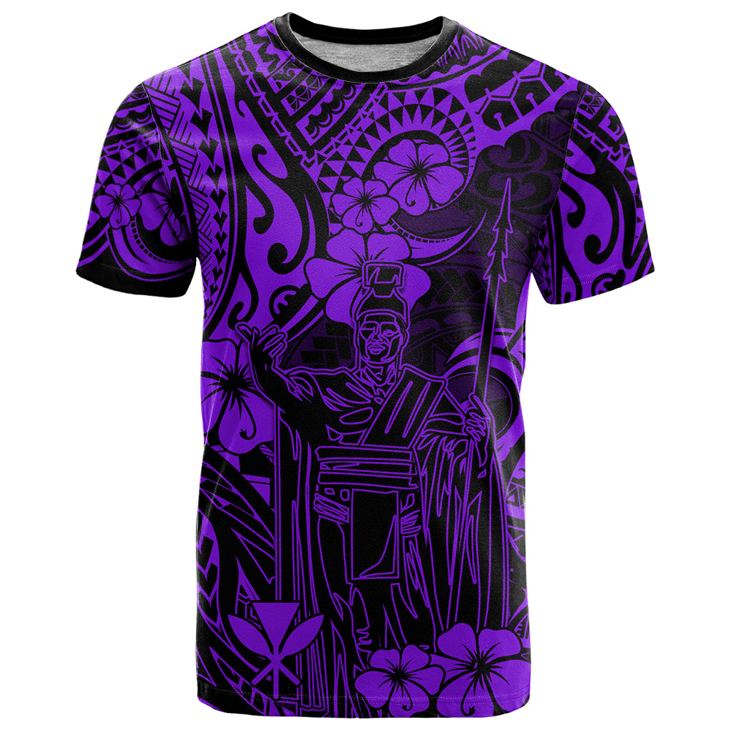 Hawaii King Kamehameha T Shirt Polynesian Pattern Purple Version - Wonder Print Shop
