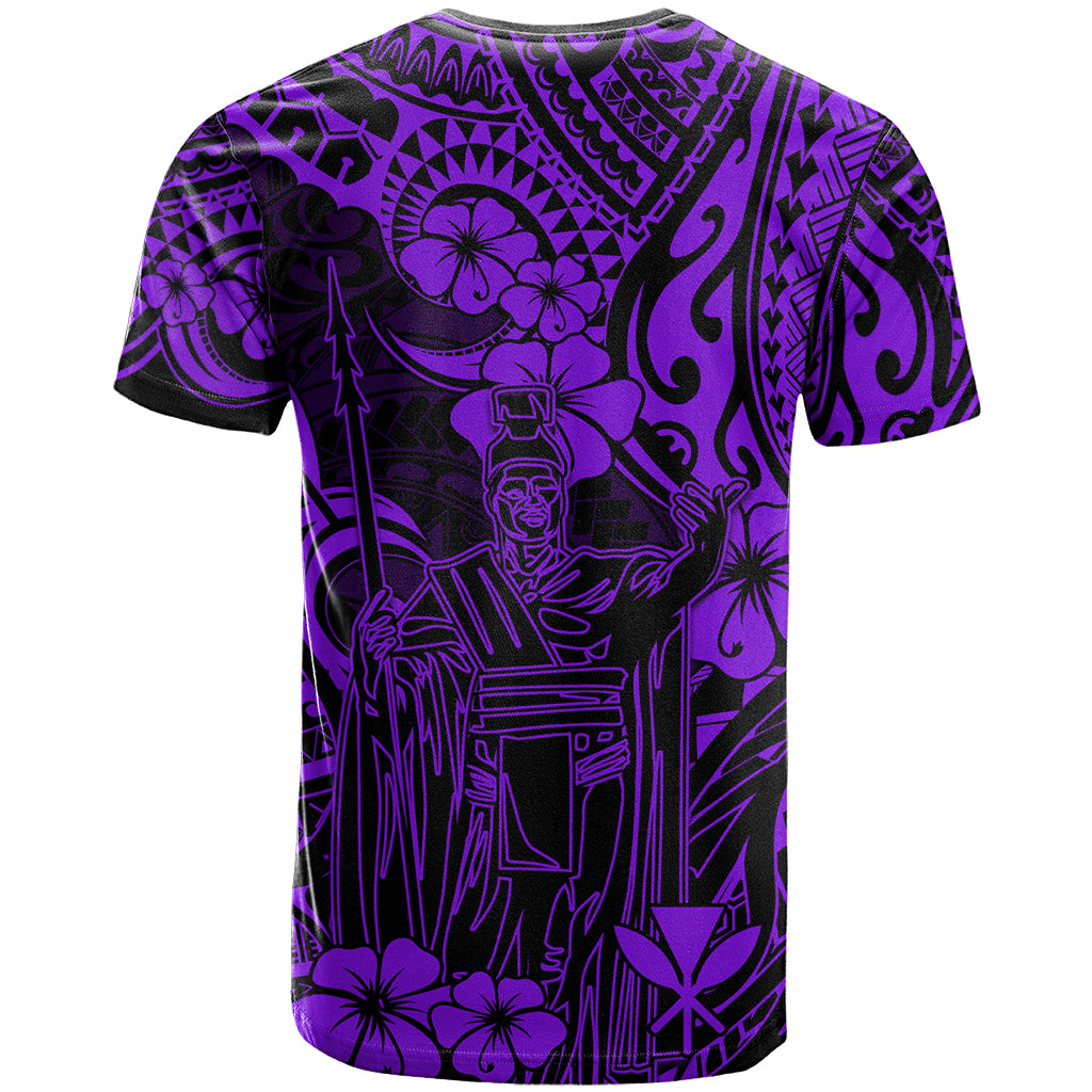 Hawaii King Kamehameha T Shirt Polynesian Pattern Purple Version - Wonder Print Shop