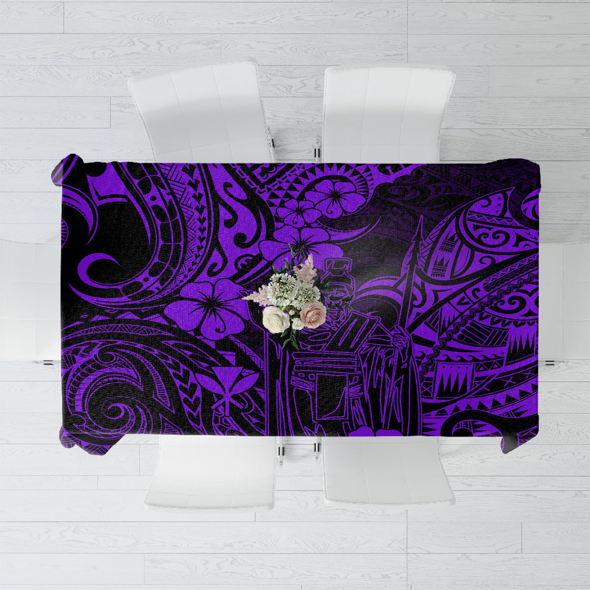 Hawaii King Kamehameha Tablecloth Polynesian Pattern Purple Version - Wonder Print Shop