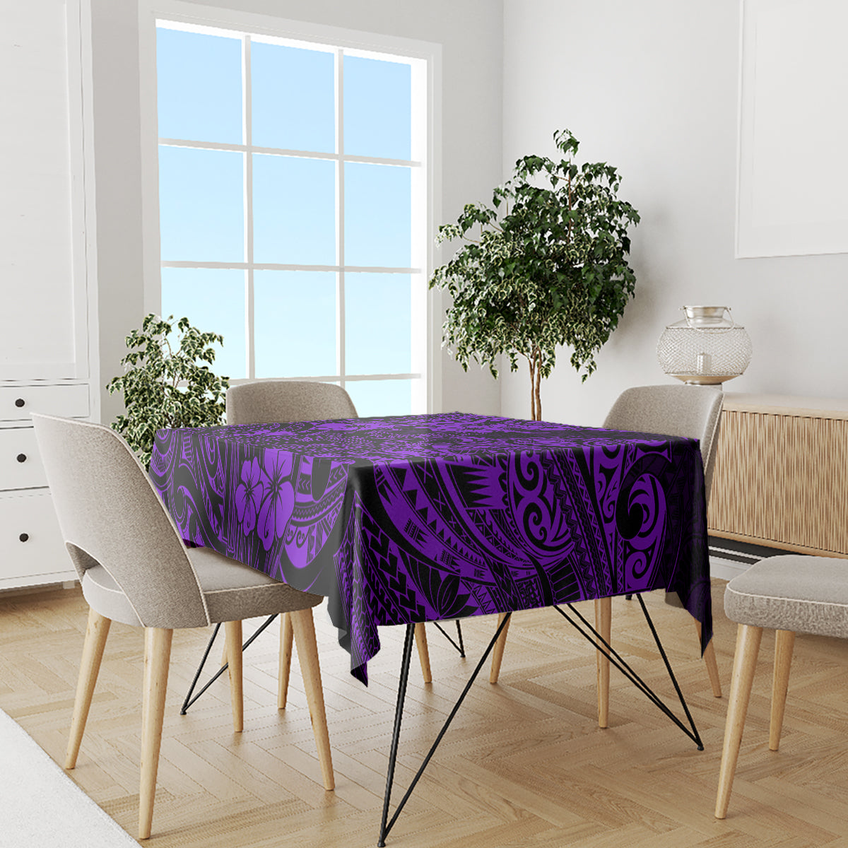 Hawaii King Kamehameha Tablecloth Polynesian Pattern Purple Version - Wonder Print Shop