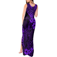 Hawaii King Kamehameha Tank Maxi Dress Polynesian Pattern Purple Version - Wonder Print Shop