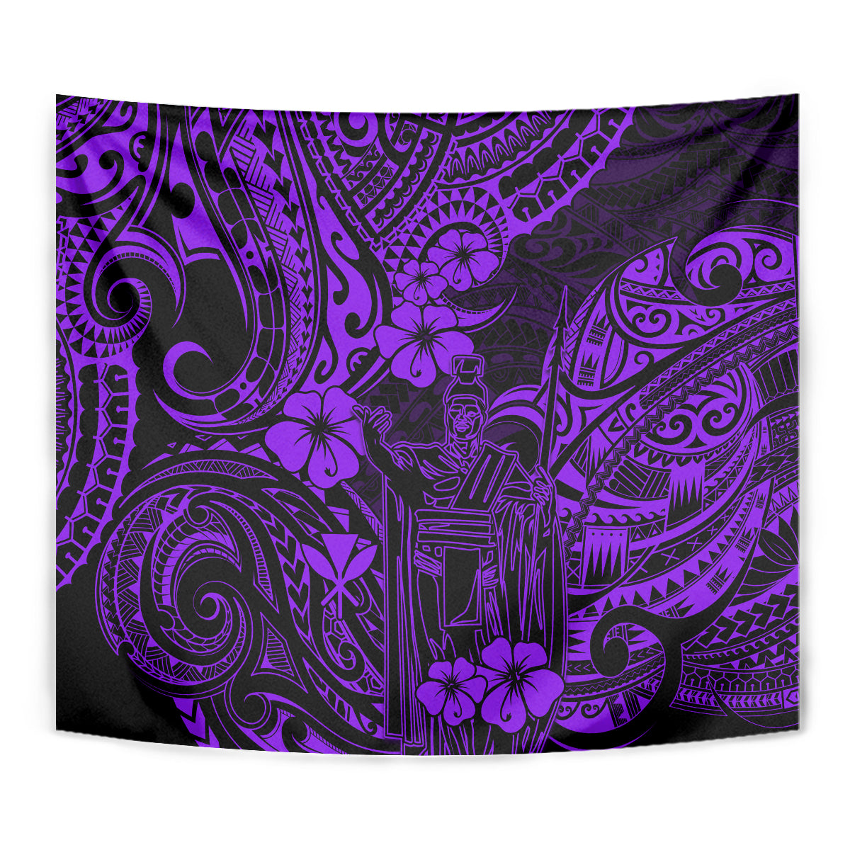 Hawaii King Kamehameha Tapestry Polynesian Pattern Purple Version - Wonder Print Shop