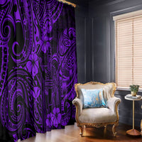 Hawaii King Kamehameha Window Curtain Polynesian Pattern Purple Version - Wonder Print Shop