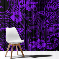 Hawaii King Kamehameha Window Curtain Polynesian Pattern Purple Version - Wonder Print Shop