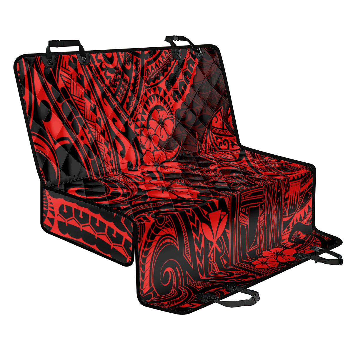 Hawaii King Kamehameha Back Car Seat Cover Polynesian Pattern Red Version - Wonder Print Shop