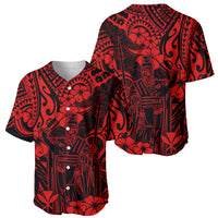 Hawaii King Kamehameha Baseball Jersey Polynesian Pattern Red Version - Wonder Print Shop