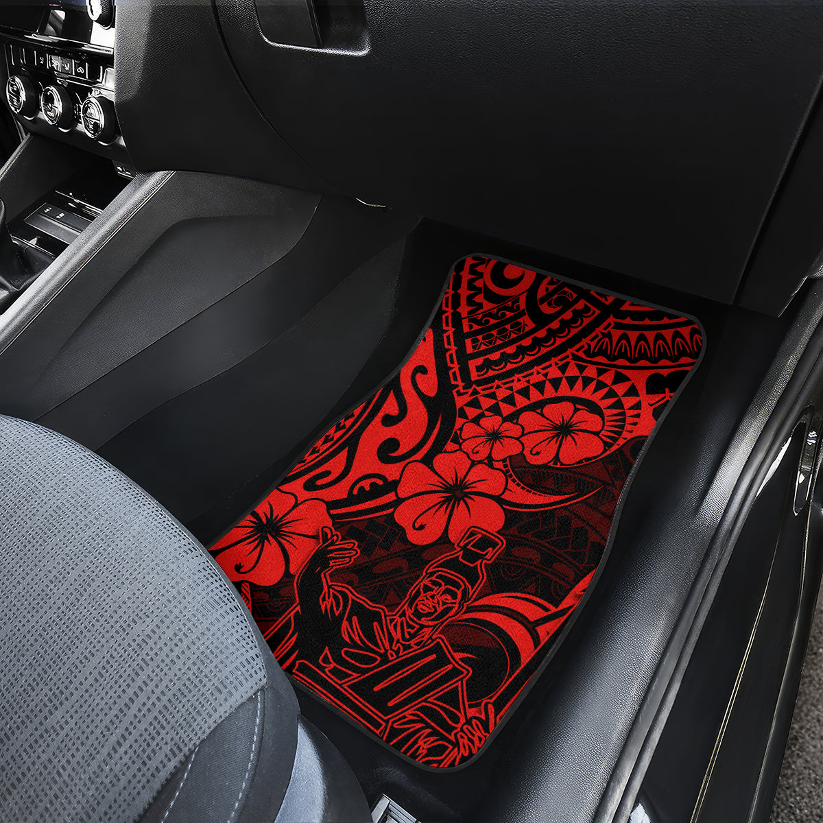 Hawaii King Kamehameha Car Mats Polynesian Pattern Red Version - Wonder Print Shop