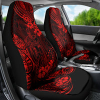 Hawaii King Kamehameha Car Seat Cover Polynesian Pattern Red Version - Wonder Print Shop