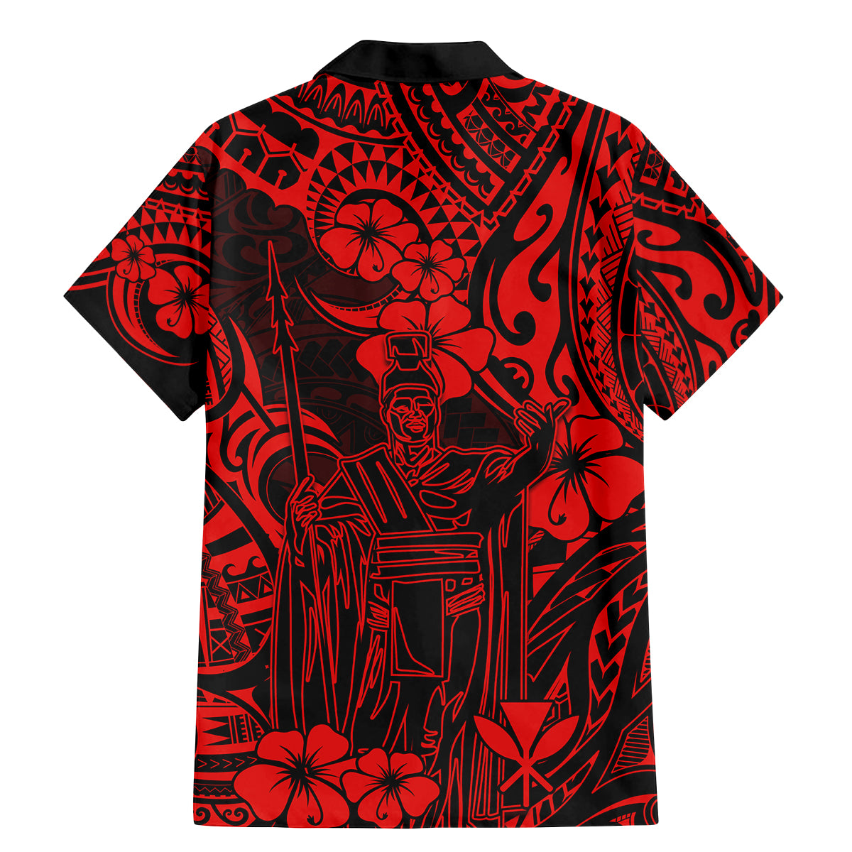 Hawaii King Kamehameha Family Matching Mermaid Dress and Hawaiian Shirt Polynesian Pattern Red Version - Wonder Print Shop