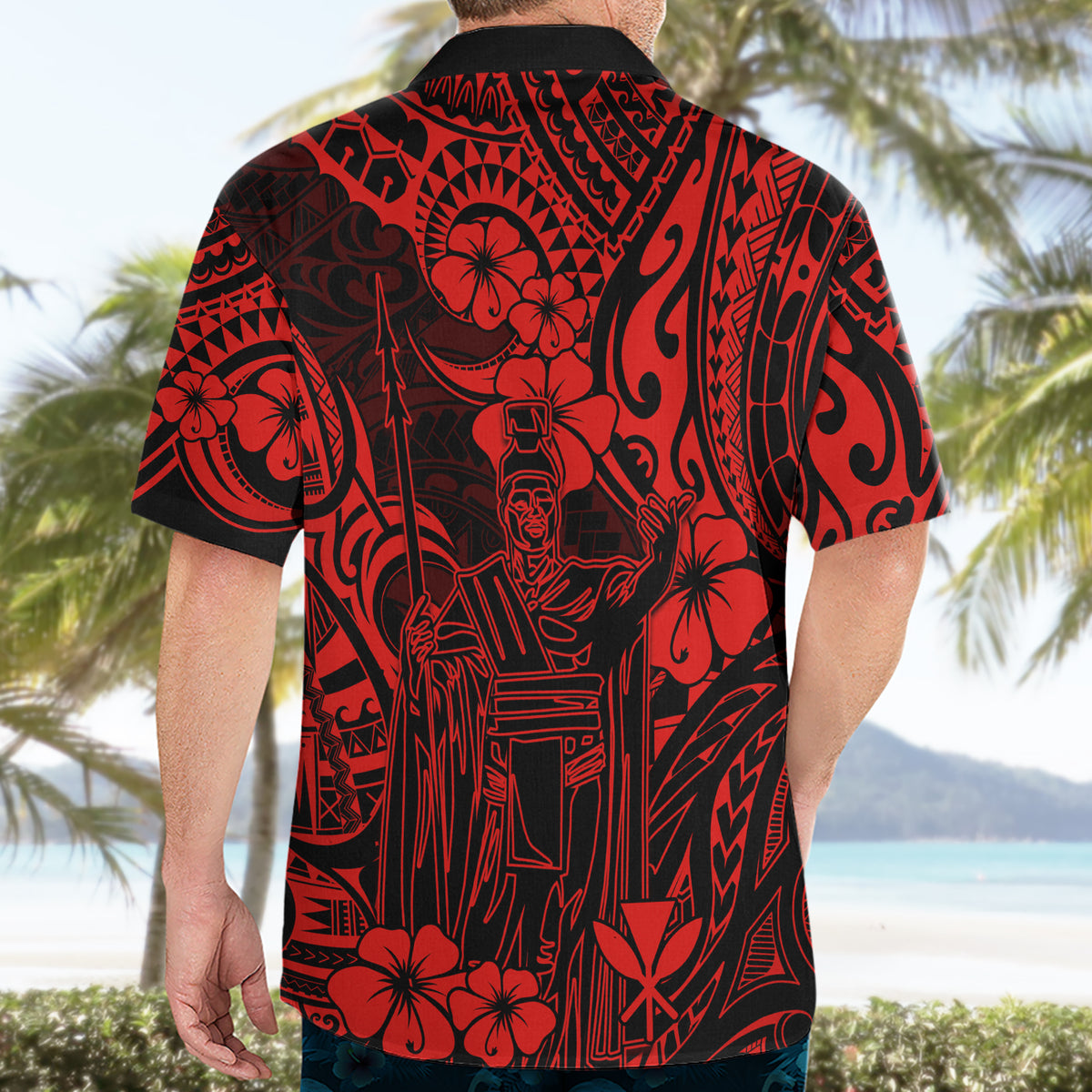 Hawaii King Kamehameha Hawaiian Shirt Polynesian Pattern Red Version - Wonder Print Shop