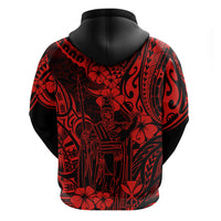 Hawaii King Kamehameha Hoodie Polynesian Pattern Red Version - Wonder Print Shop