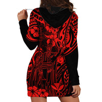 Hawaii King Kamehameha Hoodie Dress Polynesian Pattern Red Version - Wonder Print Shop