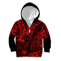 Hawaii King Kamehameha Kid Hoodie Polynesian Pattern Red Version - Wonder Print Shop