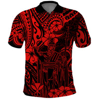 Hawaii King Kamehameha Polo Shirt Polynesian Pattern Red Version - Wonder Print Shop