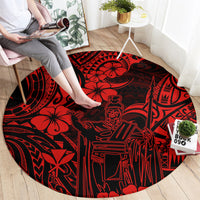 hawaii-king-kamehameha-round-carpet-polynesian-pattern-red-version