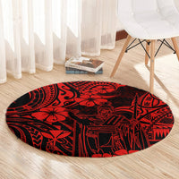 hawaii-king-kamehameha-round-carpet-polynesian-pattern-red-version