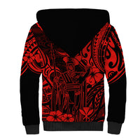 Hawaii King Kamehameha Sherpa Hoodie Polynesian Pattern Red Version - Wonder Print Shop