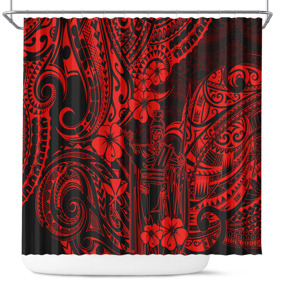 hawaii-king-kamehameha-shower-curtain-polynesian-pattern-red-version