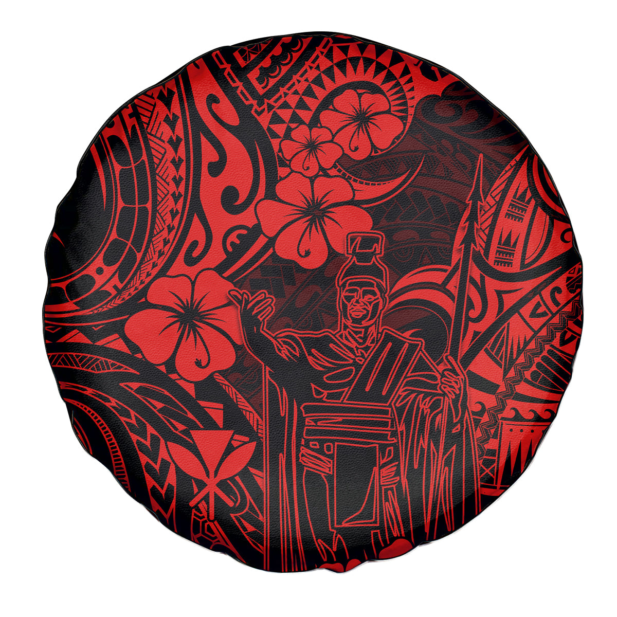 Hawaii King Kamehameha Spare Tire Cover Polynesian Pattern Red Version - Wonder Print Shop