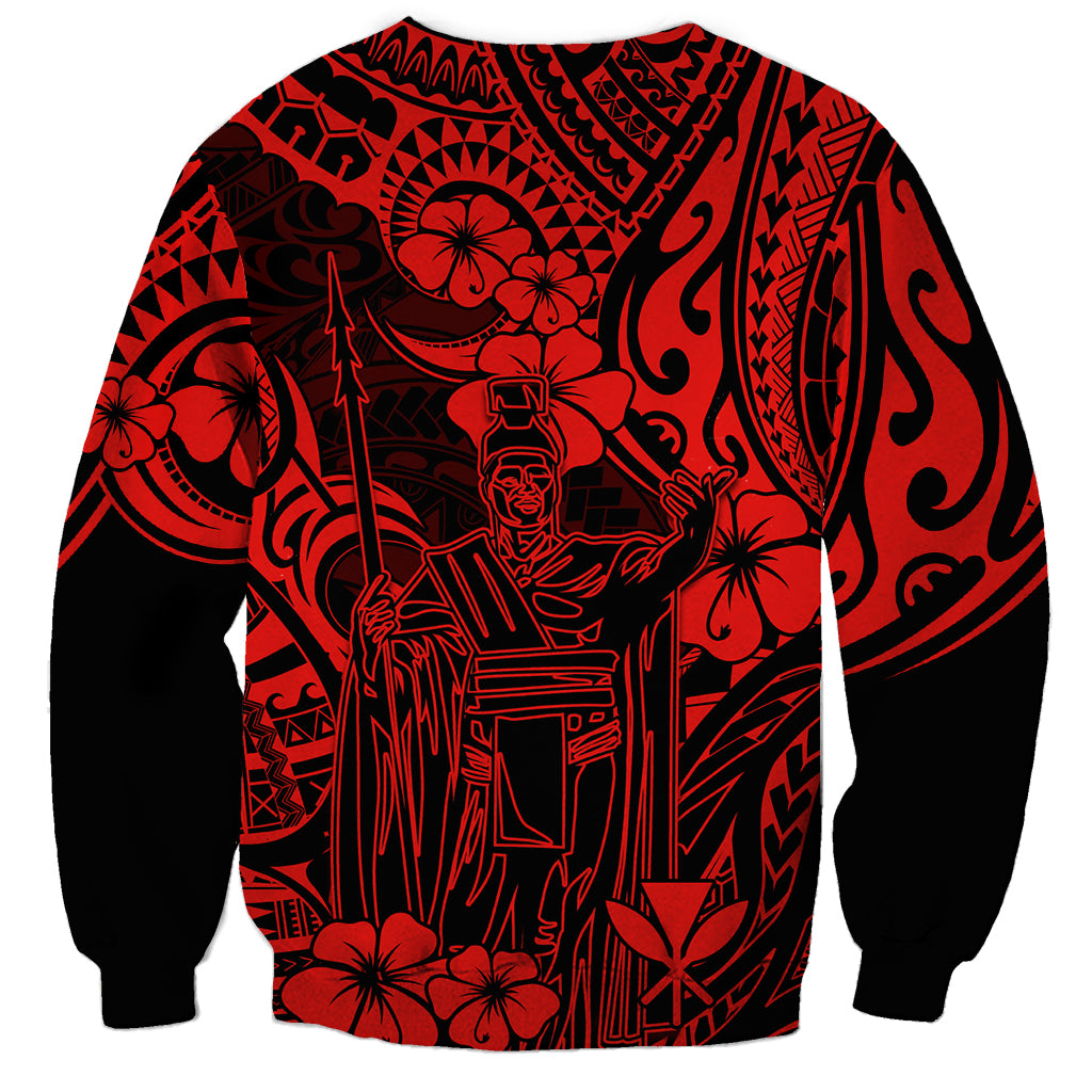 Hawaii King Kamehameha Sweatshirt Polynesian Pattern Red Version - Wonder Print Shop