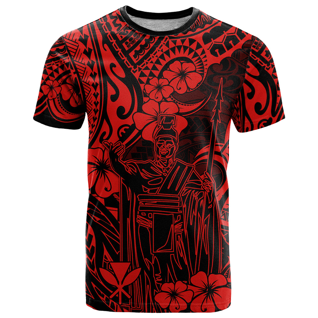 Hawaii King Kamehameha T Shirt Polynesian Pattern Red Version - Wonder Print Shop