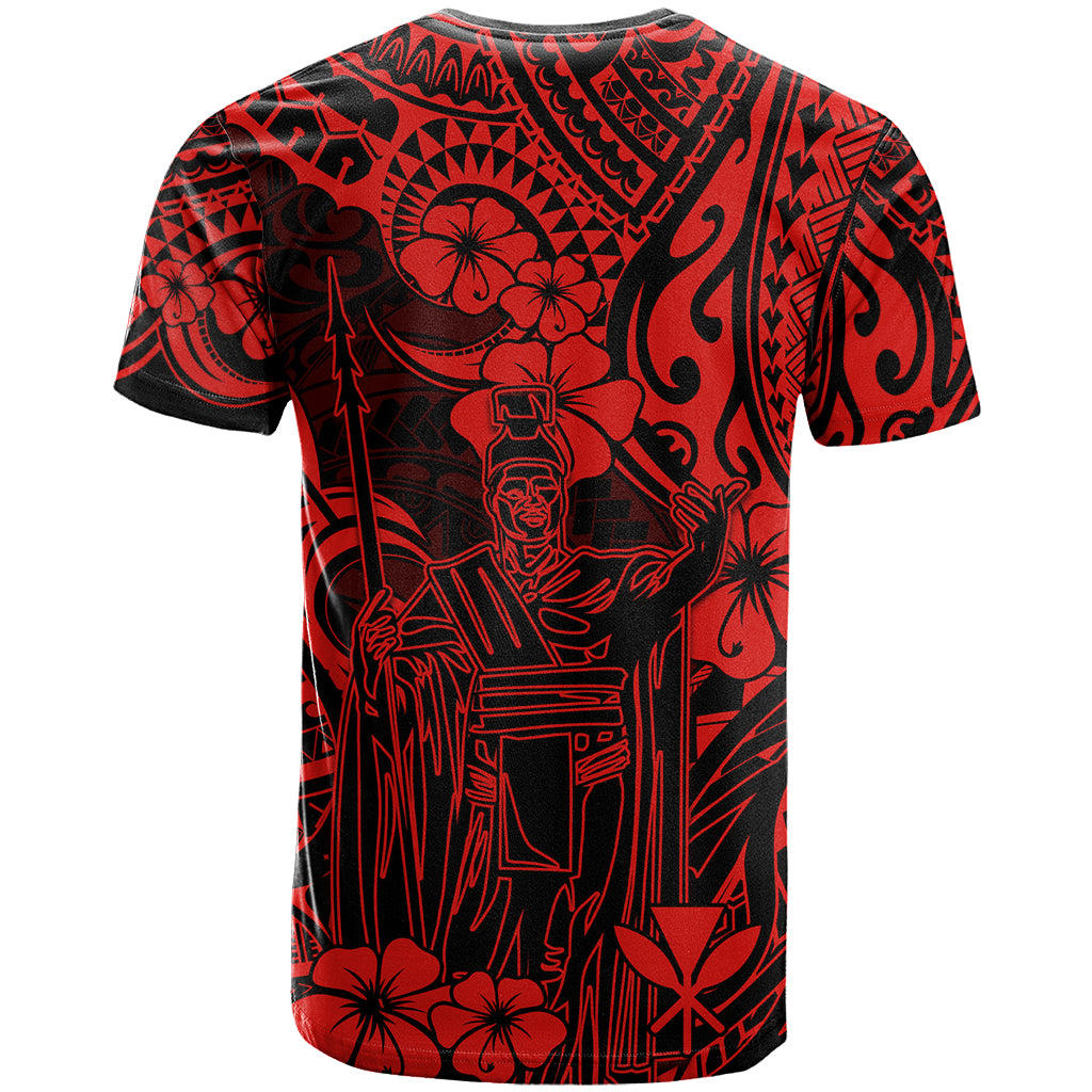 Hawaii King Kamehameha T Shirt Polynesian Pattern Red Version - Wonder Print Shop