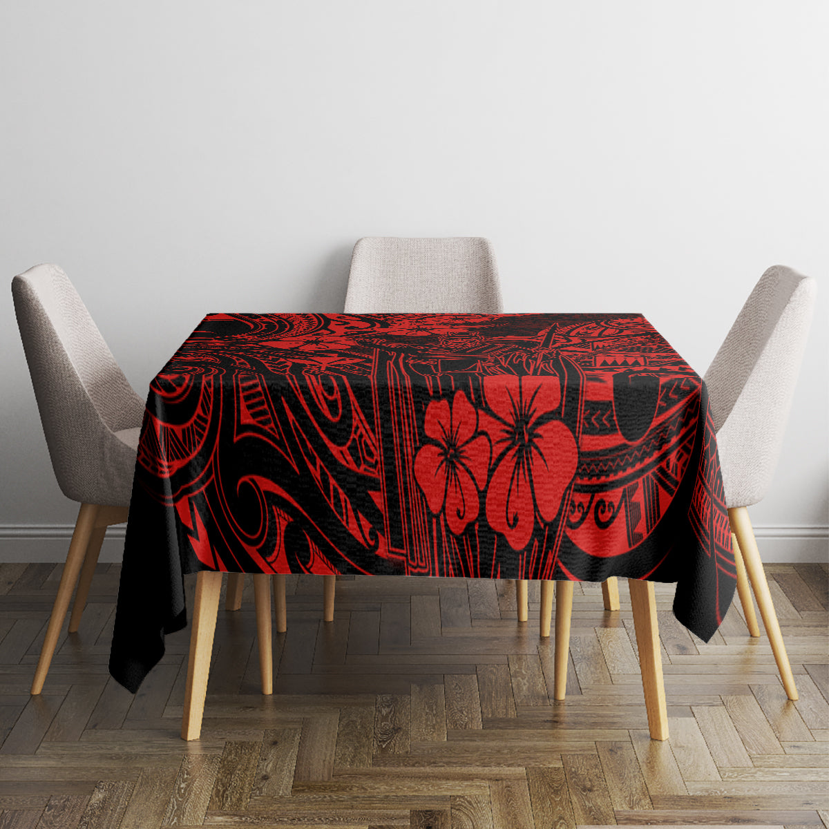 Hawaii King Kamehameha Tablecloth Polynesian Pattern Red Version - Wonder Print Shop