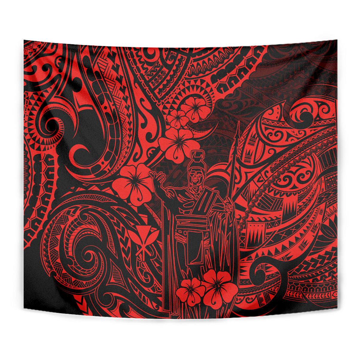 Hawaii King Kamehameha Tapestry Polynesian Pattern Red Version - Wonder Print Shop