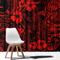 Hawaii King Kamehameha Window Curtain Polynesian Pattern Red Version - Wonder Print Shop