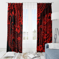 Hawaii King Kamehameha Window Curtain Polynesian Pattern Red Version - Wonder Print Shop