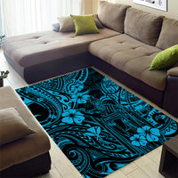 Hawaii King Kamehameha Area Rug Polynesian Pattern Sky Blue Version - Wonder Print Shop