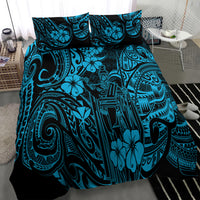 Hawaii King Kamehameha Bedding Set Polynesian Pattern Sky Blue Version - Wonder Print Shop