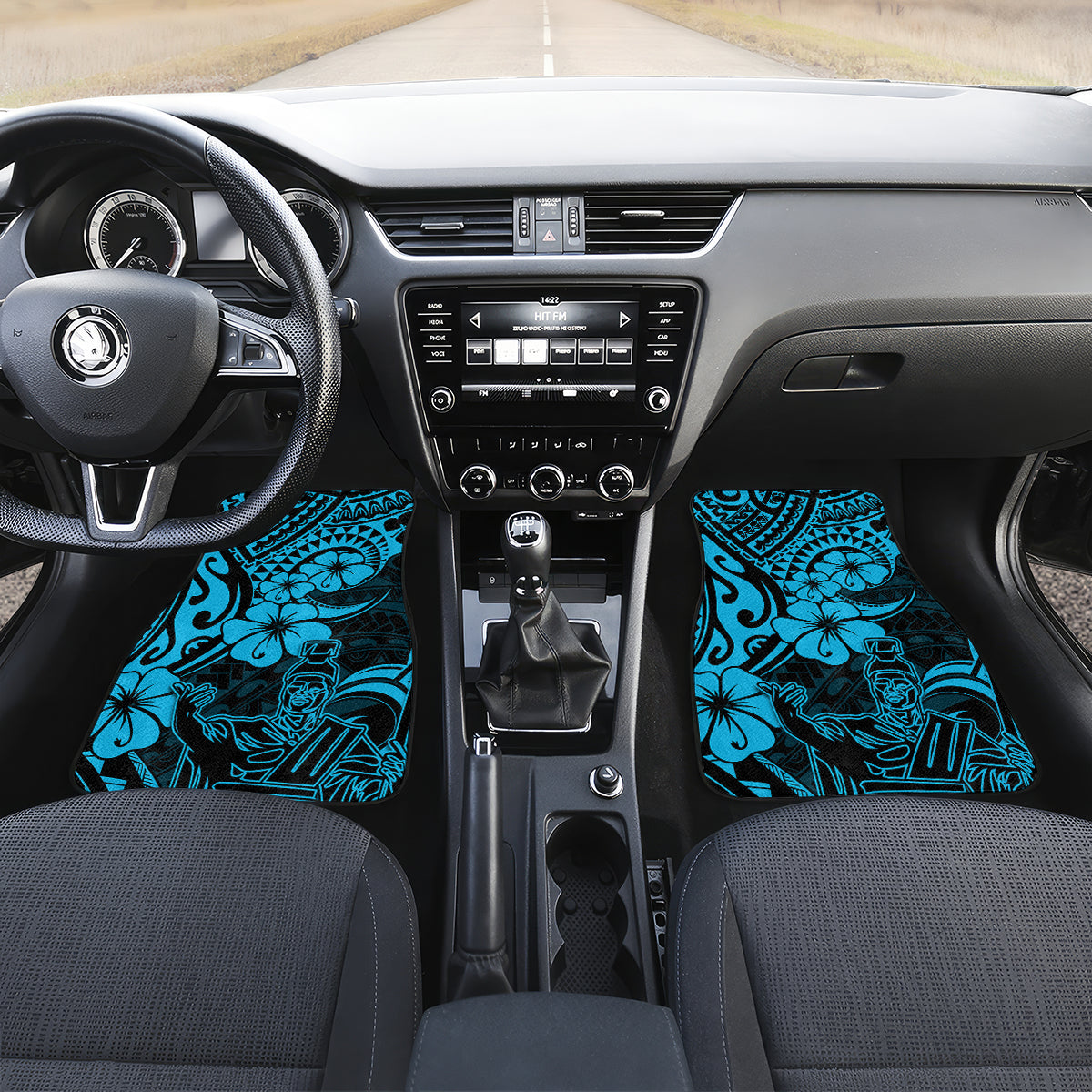 Hawaii King Kamehameha Car Mats Polynesian Pattern Sky Blue Version - Wonder Print Shop