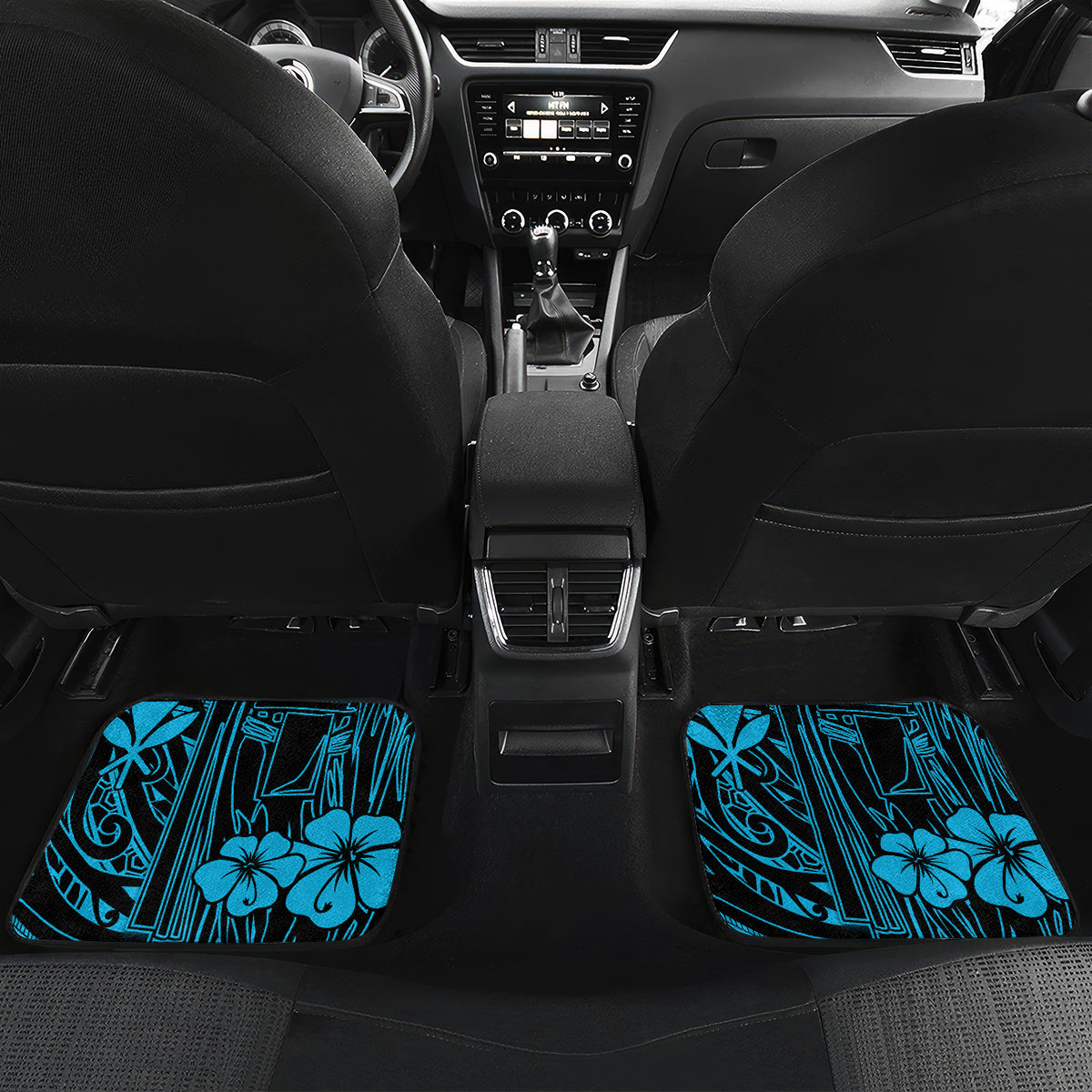 Hawaii King Kamehameha Car Mats Polynesian Pattern Sky Blue Version - Wonder Print Shop