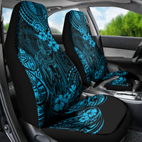 Hawaii King Kamehameha Car Seat Cover Polynesian Pattern Sky Blue Version - Wonder Print Shop
