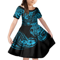 Hawaii King Kamehameha Family Matching Mermaid Dress and Hawaiian Shirt Polynesian Pattern Sky Blue Version - Wonder Print Shop