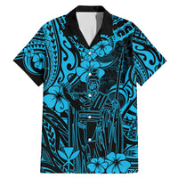 Hawaii King Kamehameha Family Matching Mermaid Dress and Hawaiian Shirt Polynesian Pattern Sky Blue Version - Wonder Print Shop