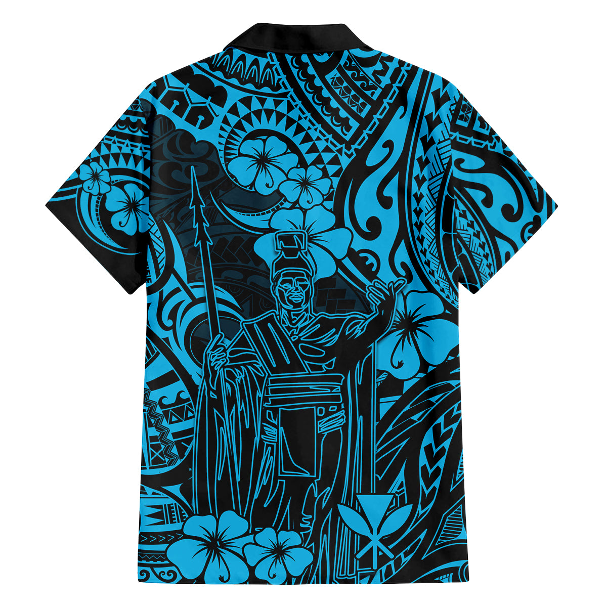 Hawaii King Kamehameha Family Matching Tank Maxi Dress and Hawaiian Shirt Polynesian Pattern Sky Blue Version - Wonder Print Shop