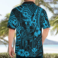 Hawaii King Kamehameha Hawaiian Shirt Polynesian Pattern Sky Blue Version - Wonder Print Shop