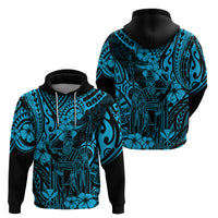 Hawaii King Kamehameha Hoodie Polynesian Pattern Sky Blue Version - Wonder Print Shop