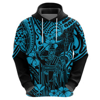 Hawaii King Kamehameha Hoodie Polynesian Pattern Sky Blue Version - Wonder Print Shop