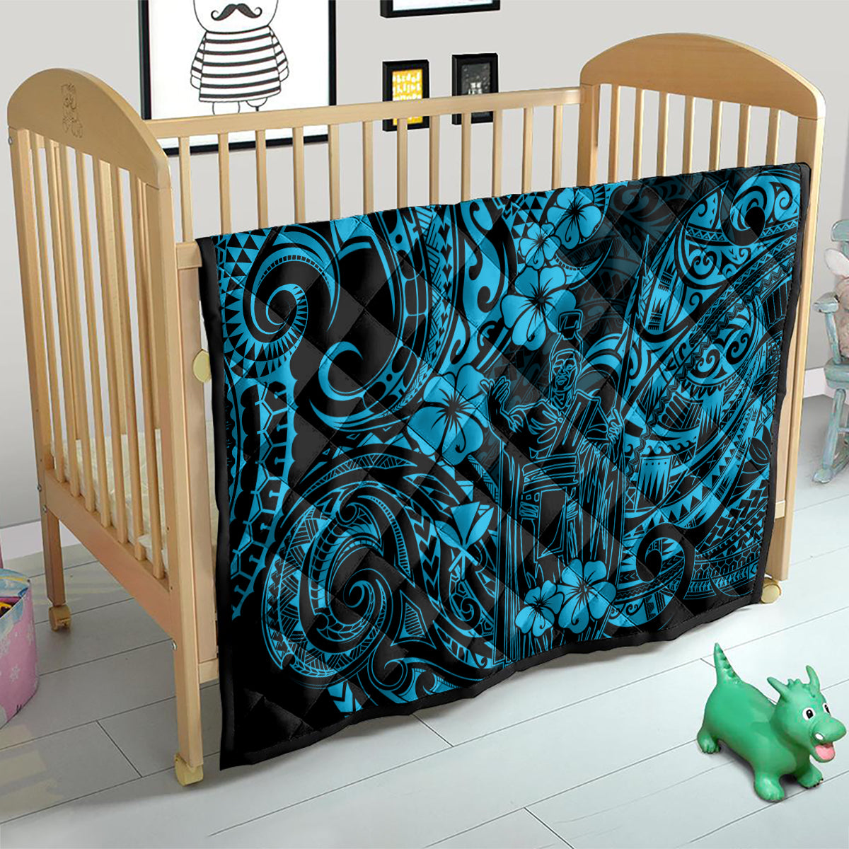 Hawaii King Kamehameha Quilt Polynesian Pattern Sky Blue Version - Wonder Print Shop